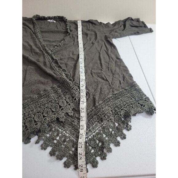 Maurices Green Open Front Crochet Trim 3/4 Sleeve Kimono Top Women's Size XL - Picture 8 of 10